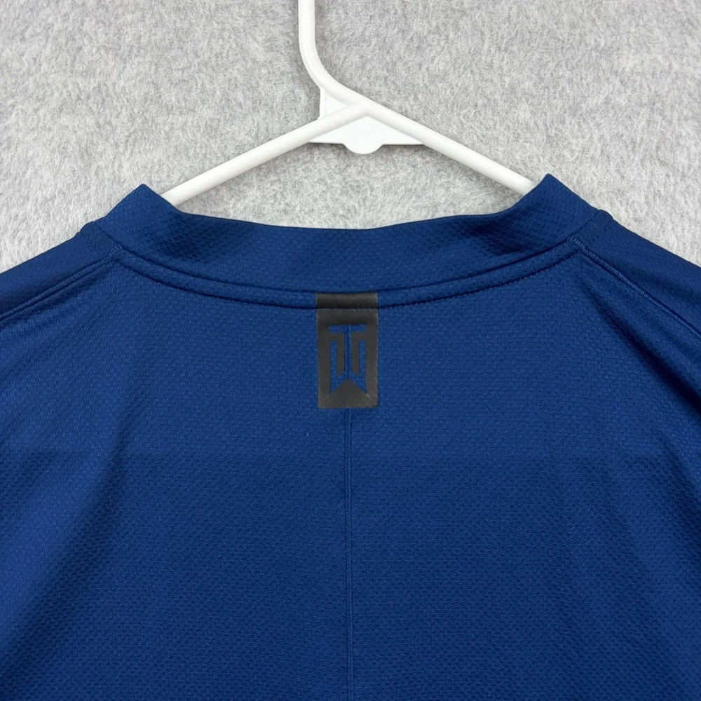 Nike Tiger Woods Polo Shirt Mens Large Blue Vapor Blade Collar Dri Fit Golf